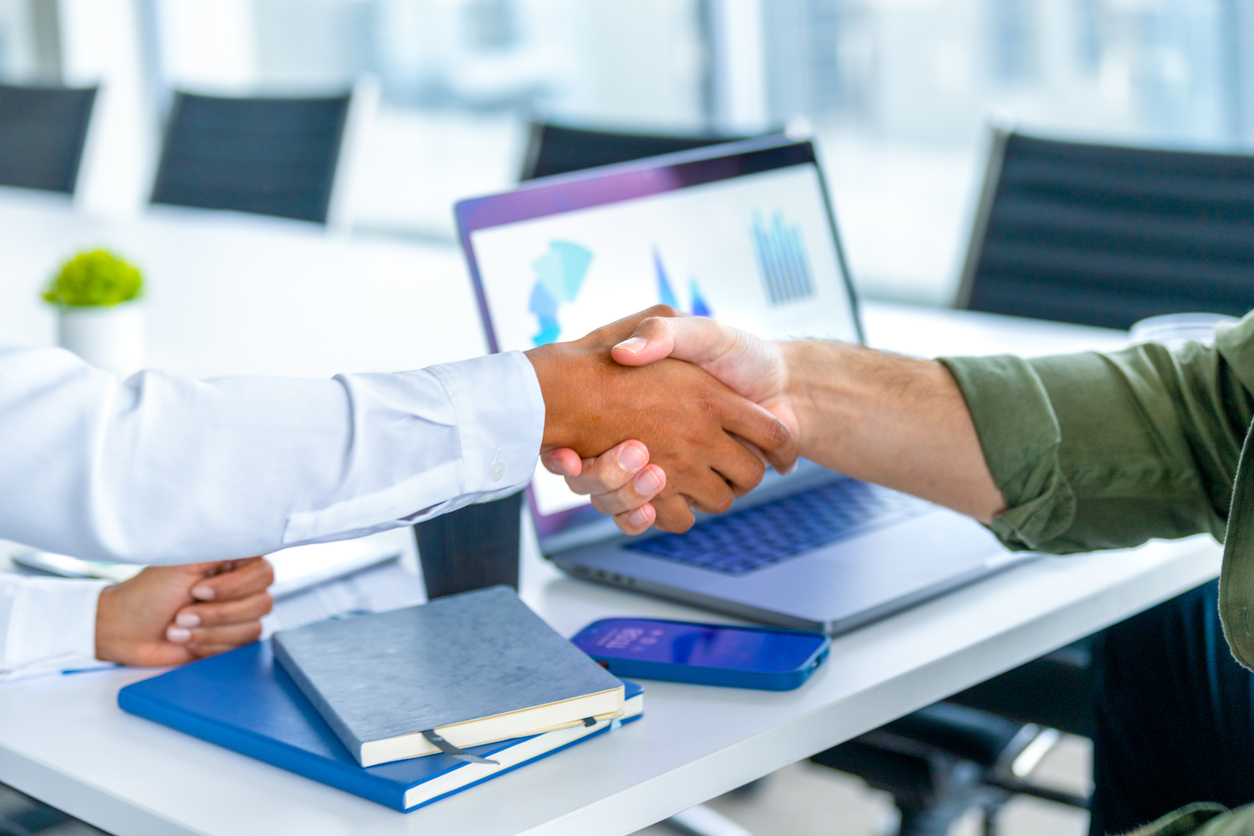 Field service worker using inventory management app on tablet